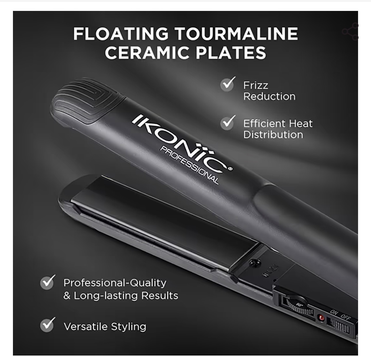 IKONIC Professional Glam Hair Straightener (Black) - Image 5